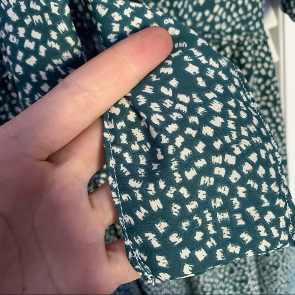 Teal tie front patterned midi dress cutout green - Picture 4 of 9